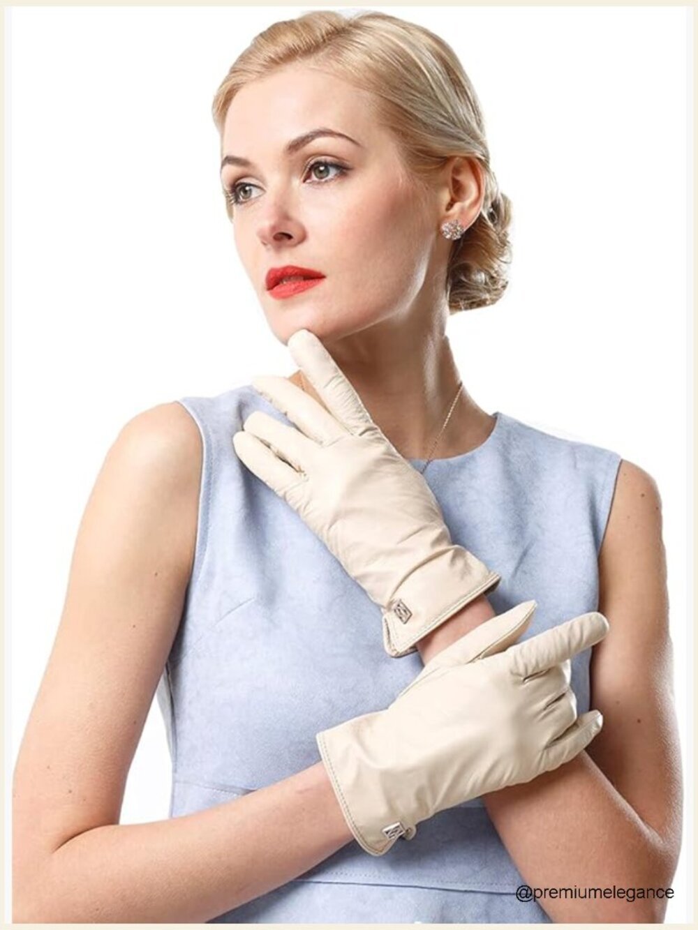 Italian Leather Lambskin Winter Gloves Touchscreen Cashmere Lined